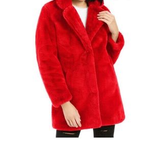 Apparis Red Faux Fur Jacket Size S